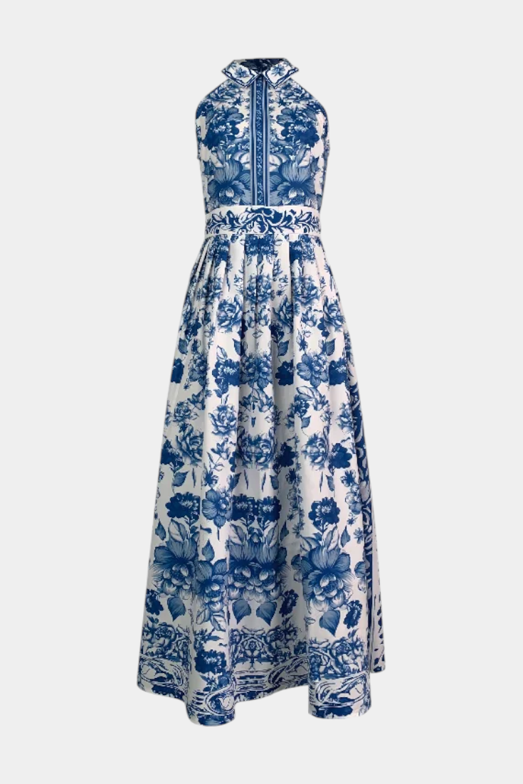 Shante Vestito A-Line Stampato Floreale con Collo a Revers