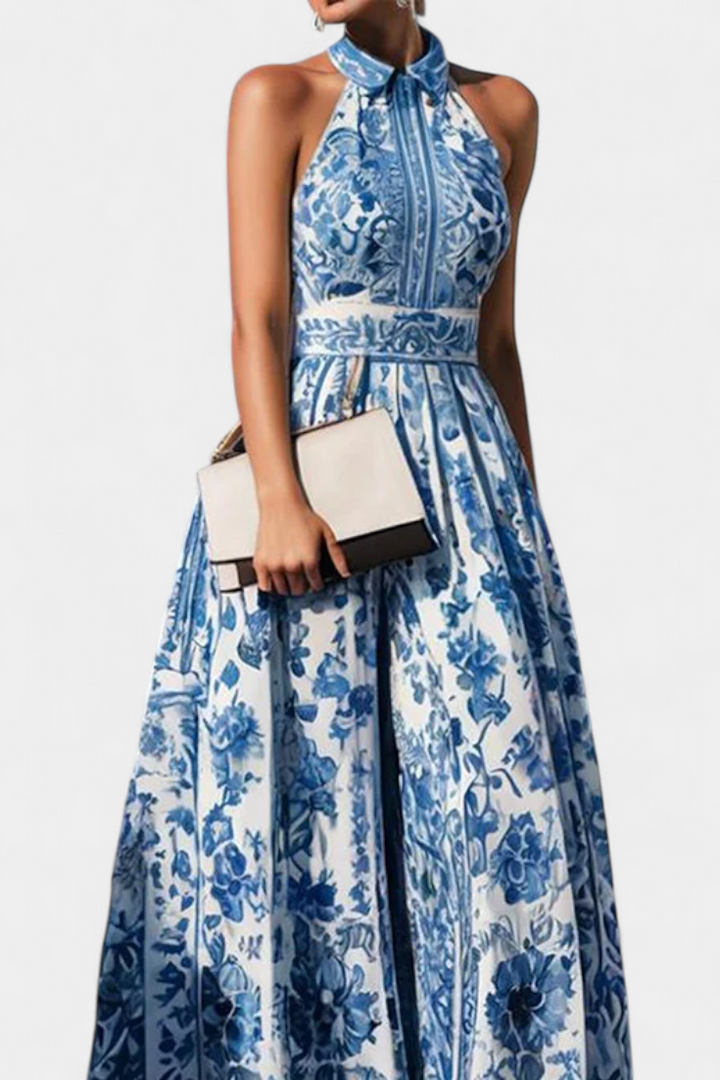 Shante Vestito A-Line Stampato Floreale con Collo a Revers