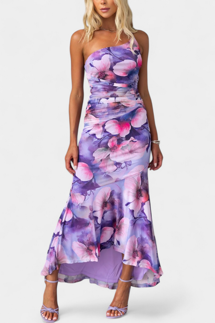 Abigail Vestito Floreale a Una Sola Manica