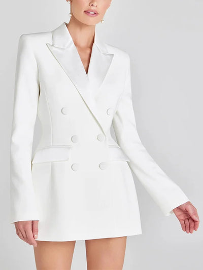 Sofia | Blazer Bianco Doppiopetto in Raso