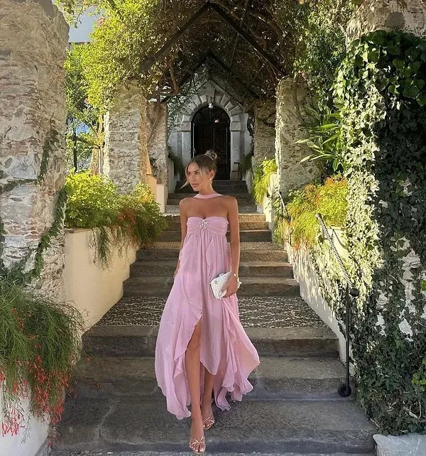 Collins | Abito Maxi Senza Spalline con Rouches