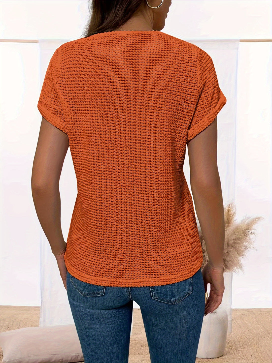 Lace Splicing Crew Neck T-shirt, Casual Short Sleeve Top For Spring & Summer, Women's Clothing