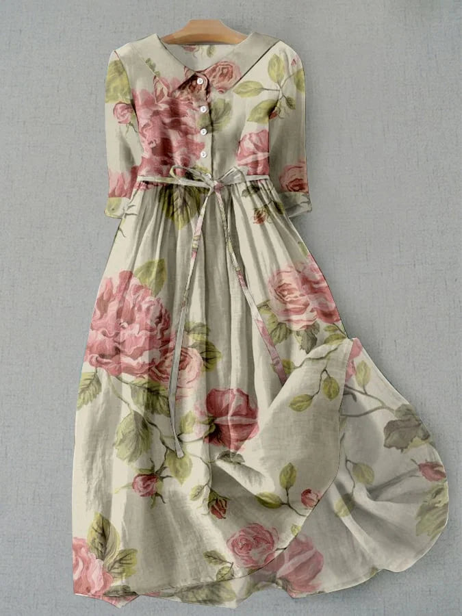 Marley - Abito Vintage con Lacci e Stampa Floreale