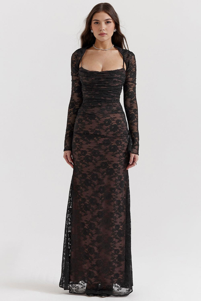 Celeste | Abito Maxi in Pizzo