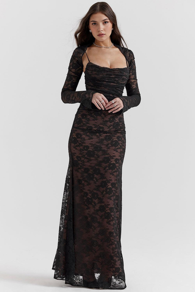Celeste | Abito Maxi in Pizzo