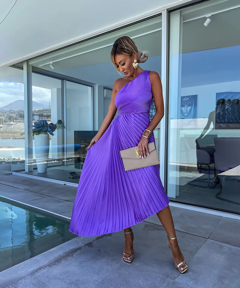 Marjorie - Elegante Vestito Midi a Spalla Unica
