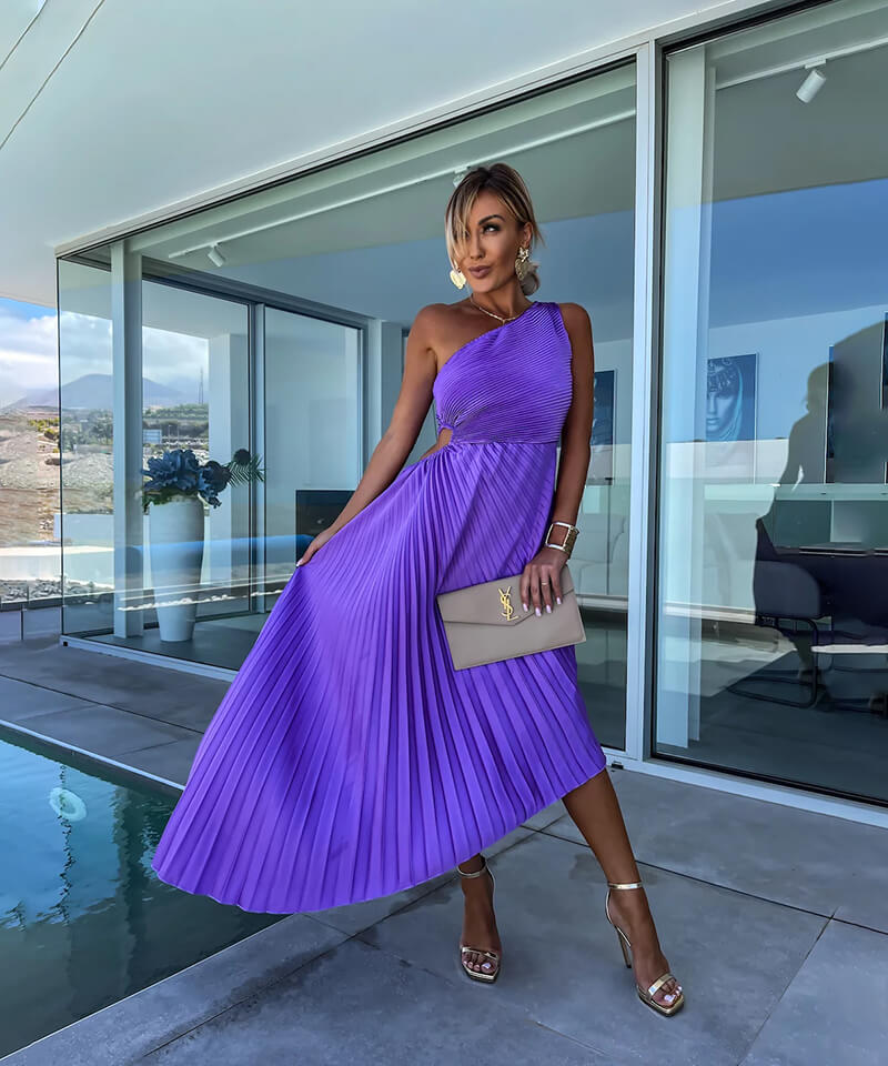 Marjorie - Elegante Vestito Midi a Spalla Unica