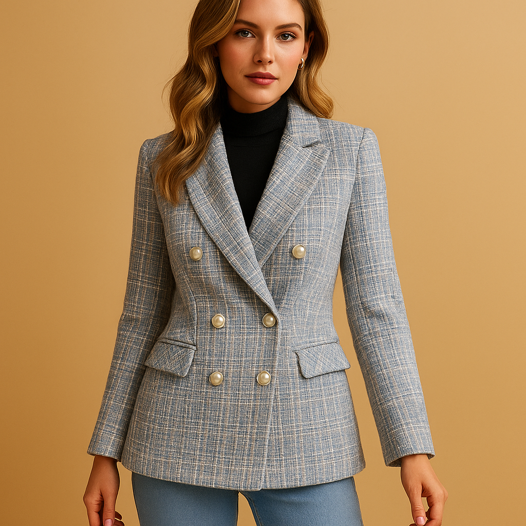 Blazer a quadri con vestibilità sagomata per donne | Mirte
