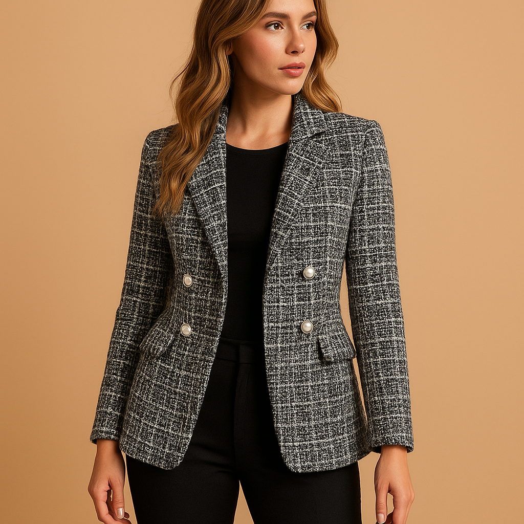 Blazer a quadri con vestibilità sagomata per donne | Mirte