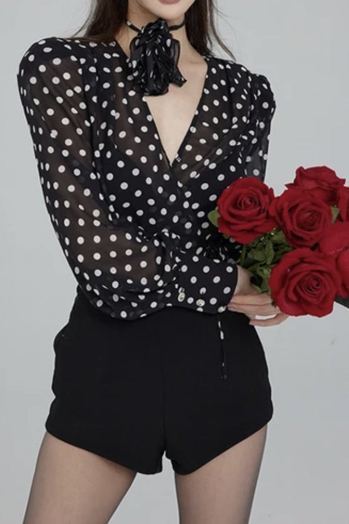Sofia™ | Blusa Gilda a Pois con Maniche Lunghe