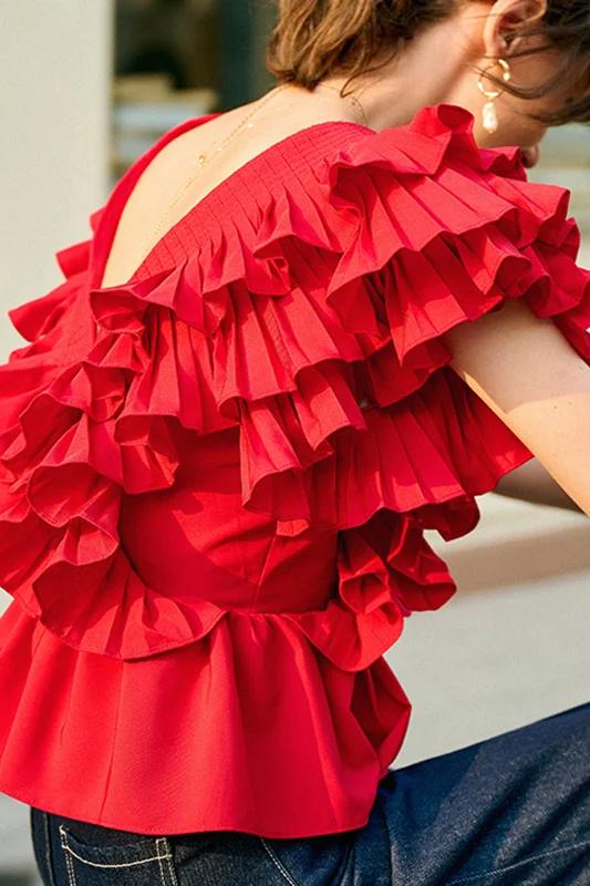 Sofia™ | Blusa V-collo Helen Ruffle