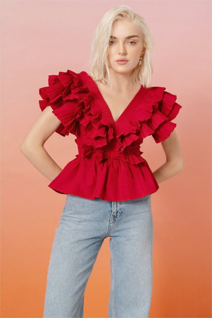 Sofia™ | Blusa V-collo Helen Ruffle