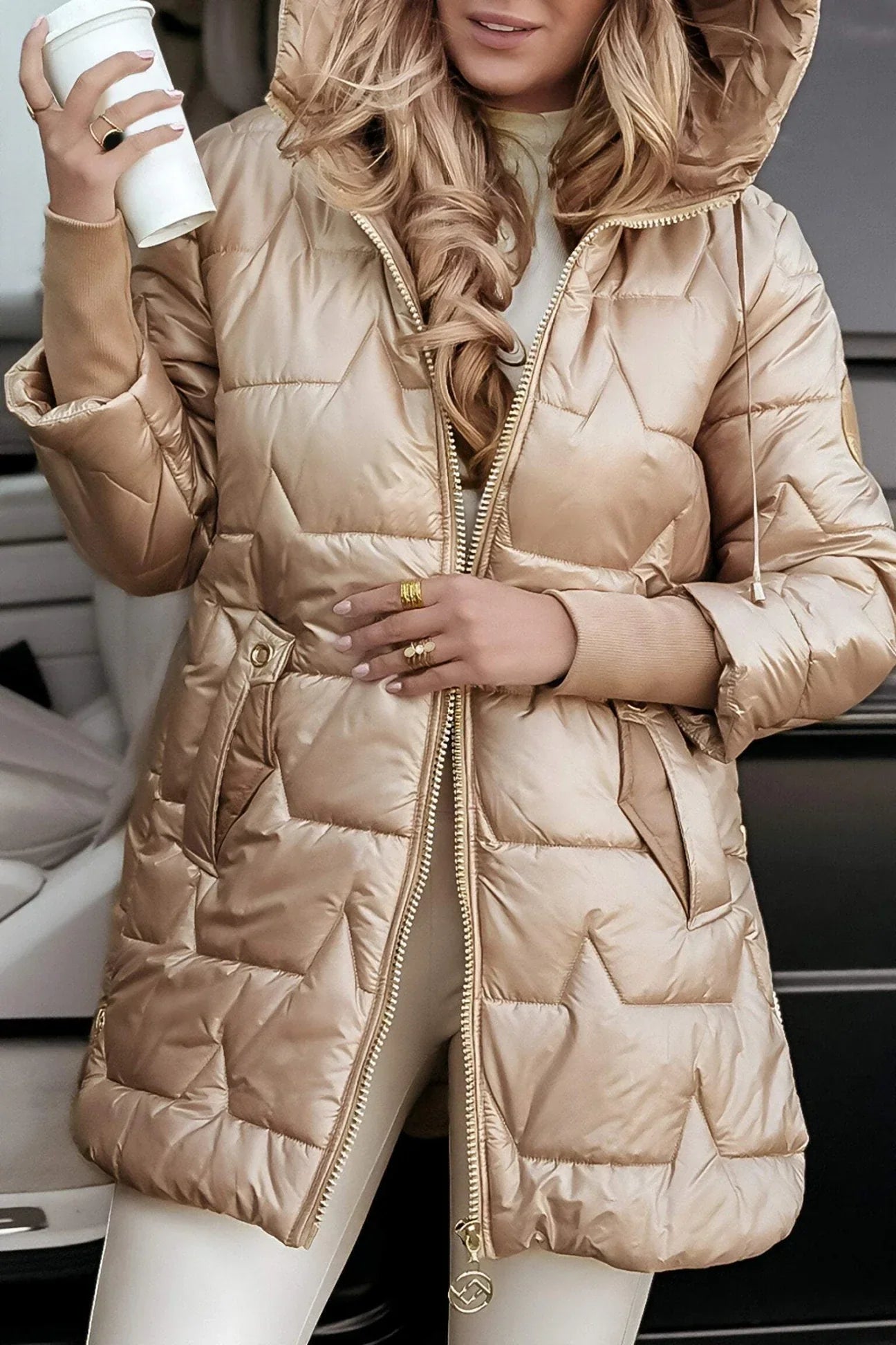 Nolwen - Cappotto Invernale Elegante con Cappuccio e Imbottitura