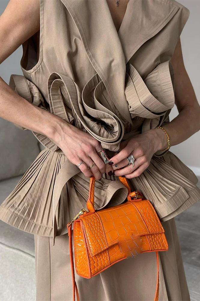 Sofia™ | Top in poliestere con rouches Suzanne Reverskraag