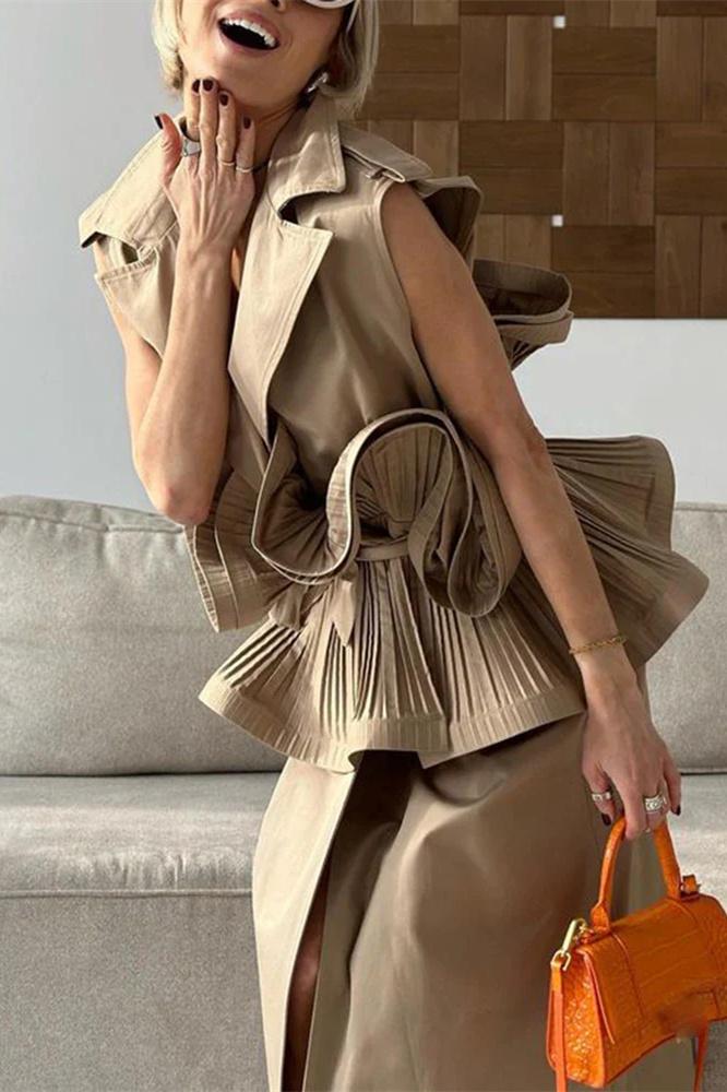 Sofia™ | Top in poliestere con rouches Suzanne Reverskraag