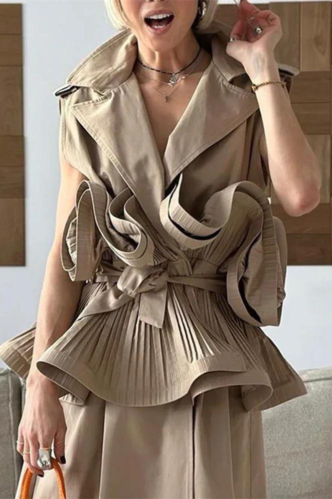 Sofia™ | Top in poliestere con rouches Suzanne Reverskraag