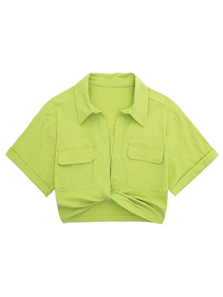 Sofia™ | Blusa in Lino Cropped Twisted Kay