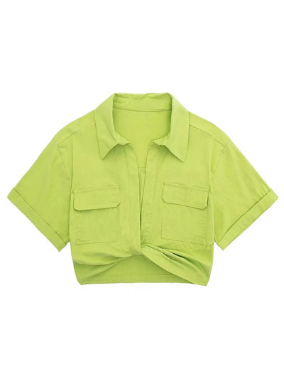 Sofia™ | Blusa in Lino Cropped Twisted Kay