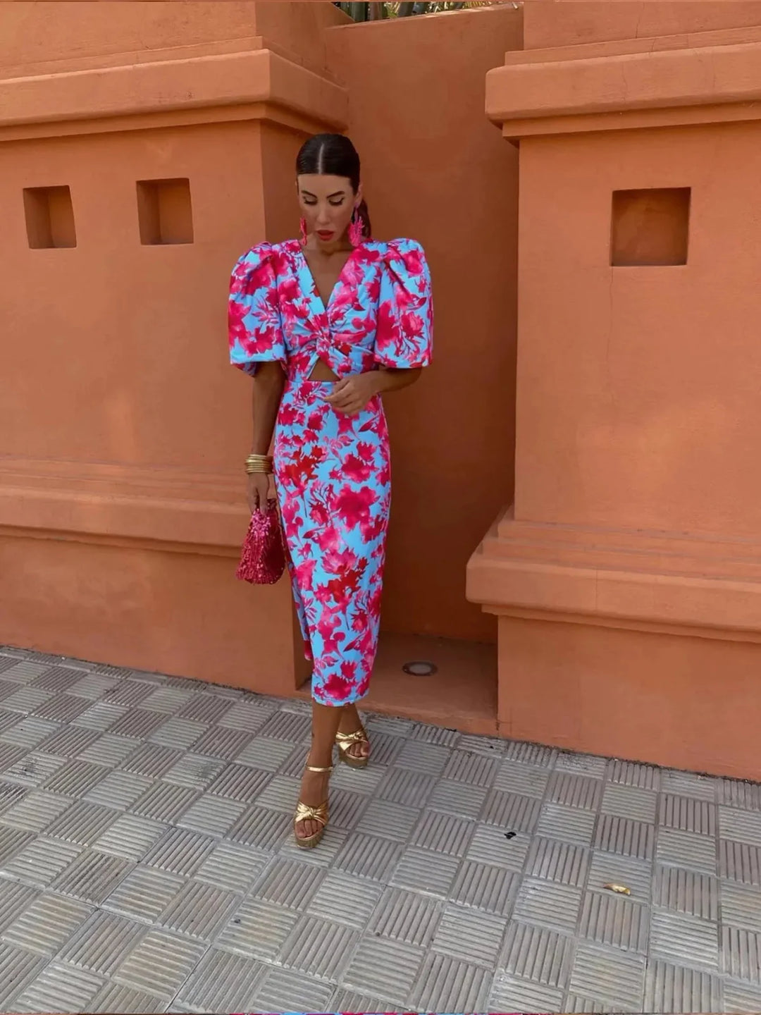 Lily™ | Abito Colorato con Maniche Plissettate