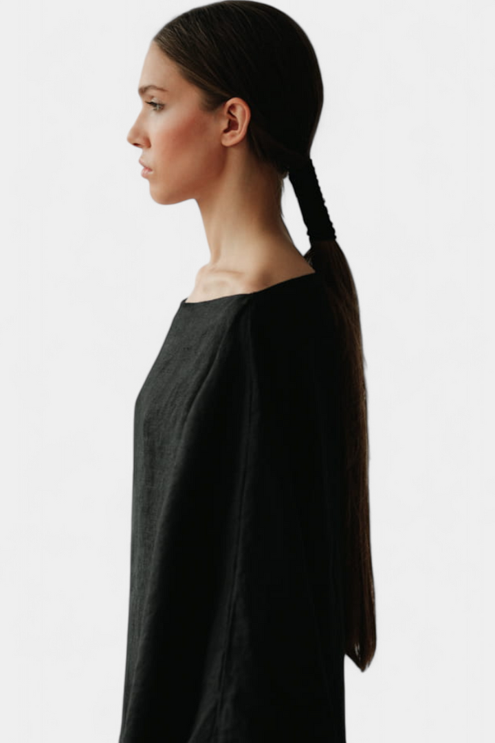 Kamilia Vestito Kimono in Lino Cremisi