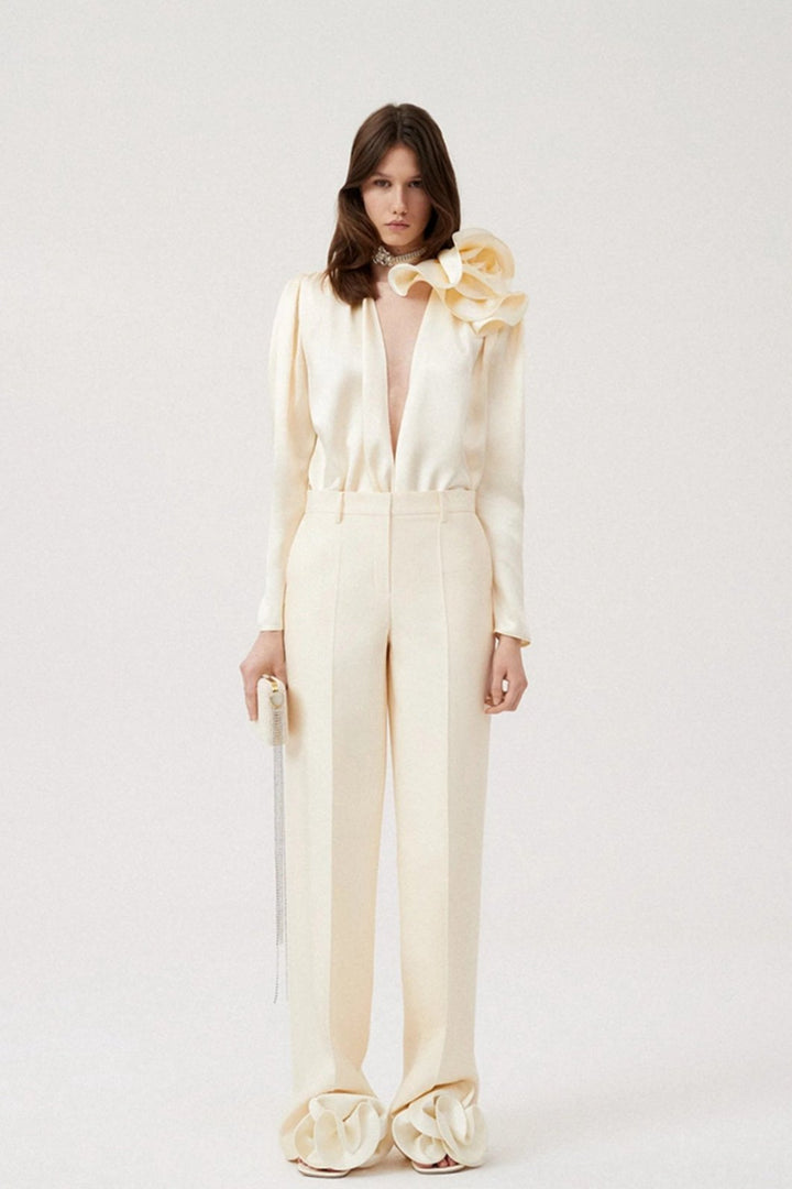 Sofia™ | Blusa in Seta Lorraine con Maniche Fluttuanti