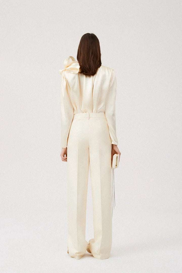 Sofia™ | Blusa in Seta Lorraine con Maniche Fluttuanti