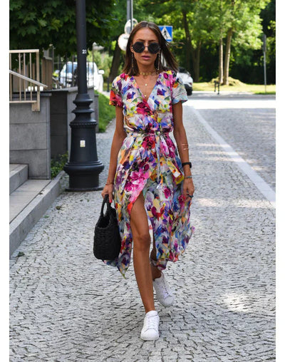EVA | Abito Elegante con Scollo a V e Copertura della Pancia