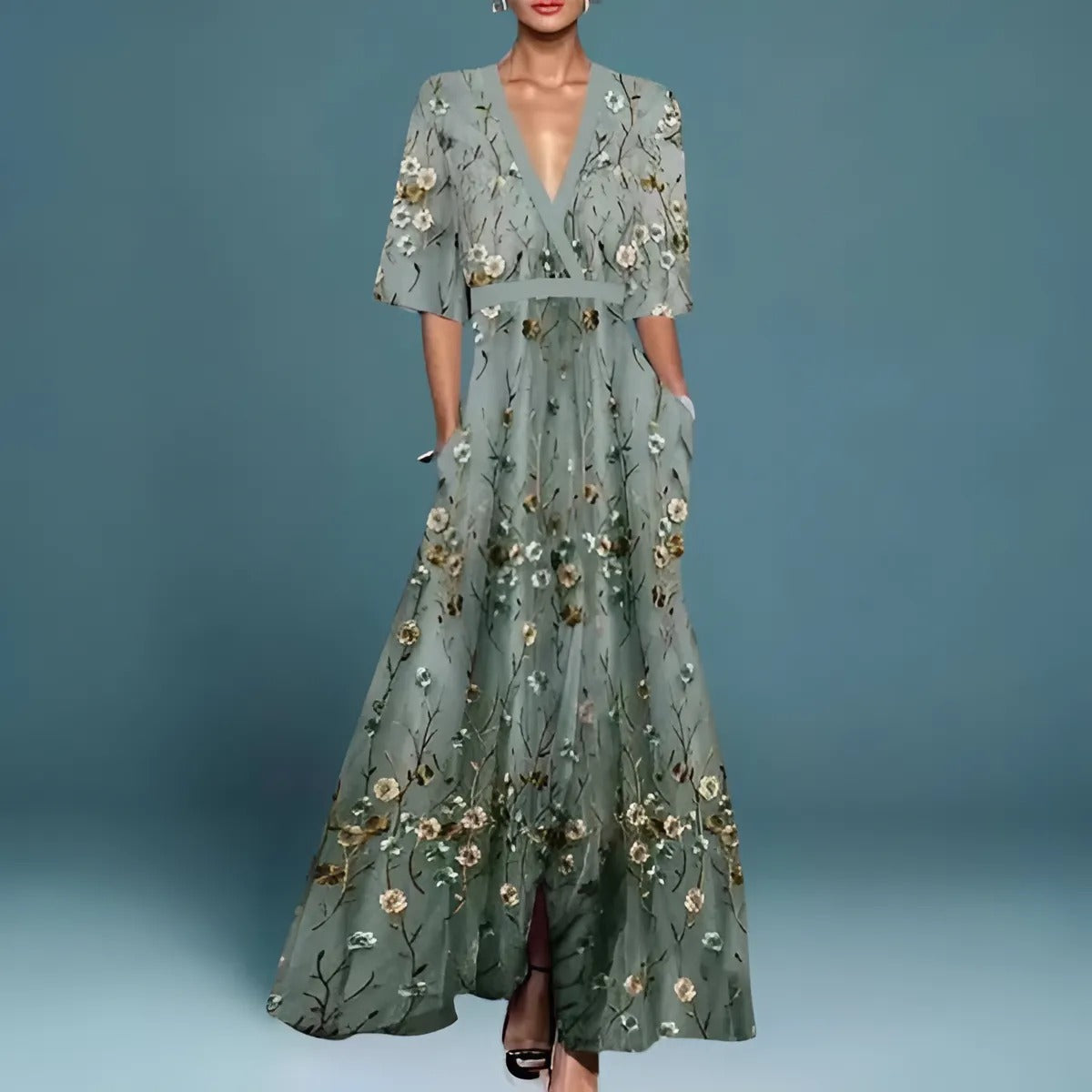 Valentina | Abito Lungo Elegante Azzurro