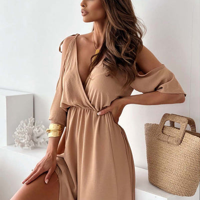 Billie - Vestito Maxi con Scollo a V e Spacco Trendy
