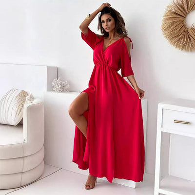 Billie - Vestito Maxi con Scollo a V e Spacco Trendy
