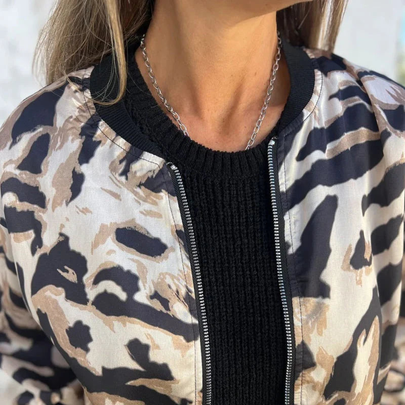 María - Giacca bomber con zip e stampa zebra