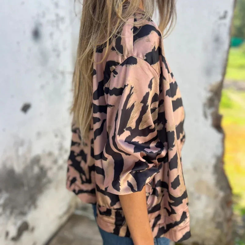 María - Giacca bomber con zip e stampa zebra