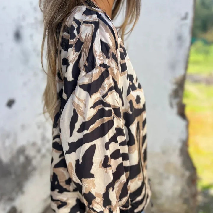 María - Giacca bomber con zip e stampa zebra