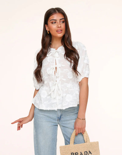 Sofia™ | Luna - Top con Fiori Bianchi